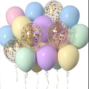 50 Piece Pastel Latex Balloon Set With Confetti Balloons